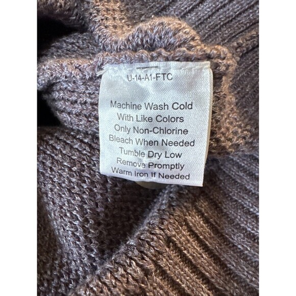 Joseph Abboud Purple Fisherman's Cowl Neck Sweater L Mens Elbow Patches - Picture 9 of 9